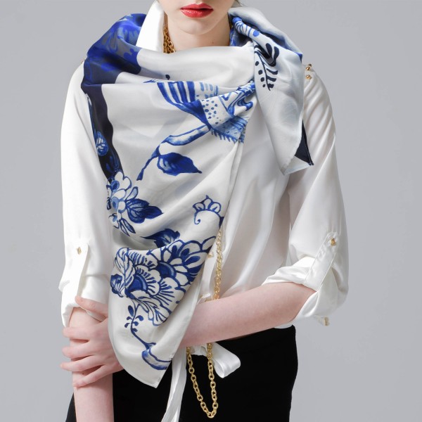 Zijden Sjaal 'Blue Monday'